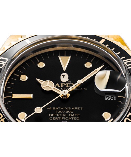 A BATHING APE Men's Watch CLASSIC TYPE 1 BAPEX Black Gold A BATHING APE Men's Watch CLASSIC TYPE 1 BAPEX Black Gold