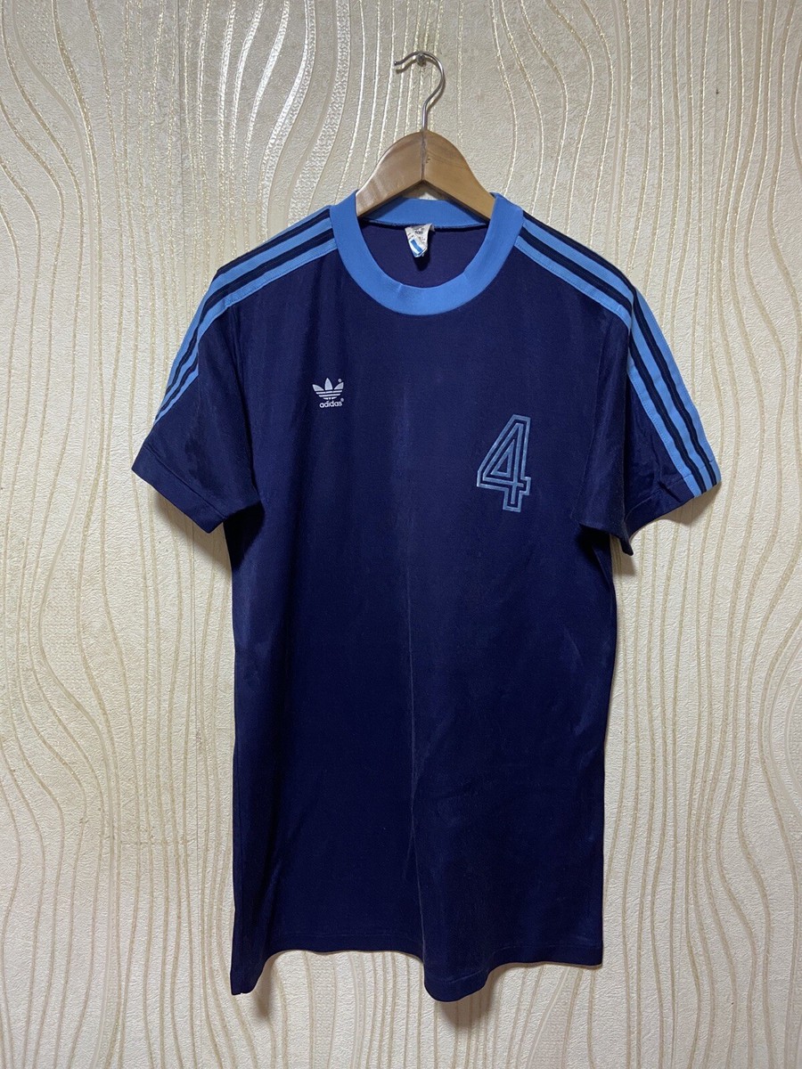 1990s ADIDAS TEMPLATE FOOTBAL SHIRT SOCCER JERSEY sz L MEN NAVY #4