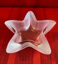 Star Shaped Frosted Glass Votive/Tea Light Candle Holder 6" Wide, Excellent Cond
