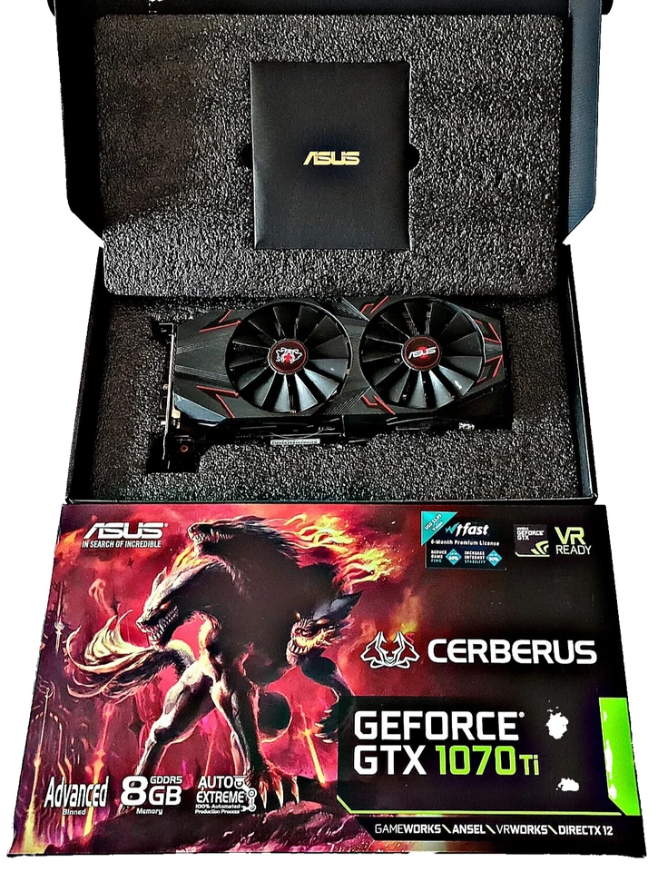 ASUS NVIDIA GEFORCE CERBERUS GTX1070TI 8GB GDDR5 GRAPHICS VIDEO CARD HDMI DVI - Image 2 of 4