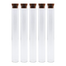 5pcs DIA 12mm To 30mm Clear Lab Glass Test with Cork Stoppers Flat Bottom Tubes