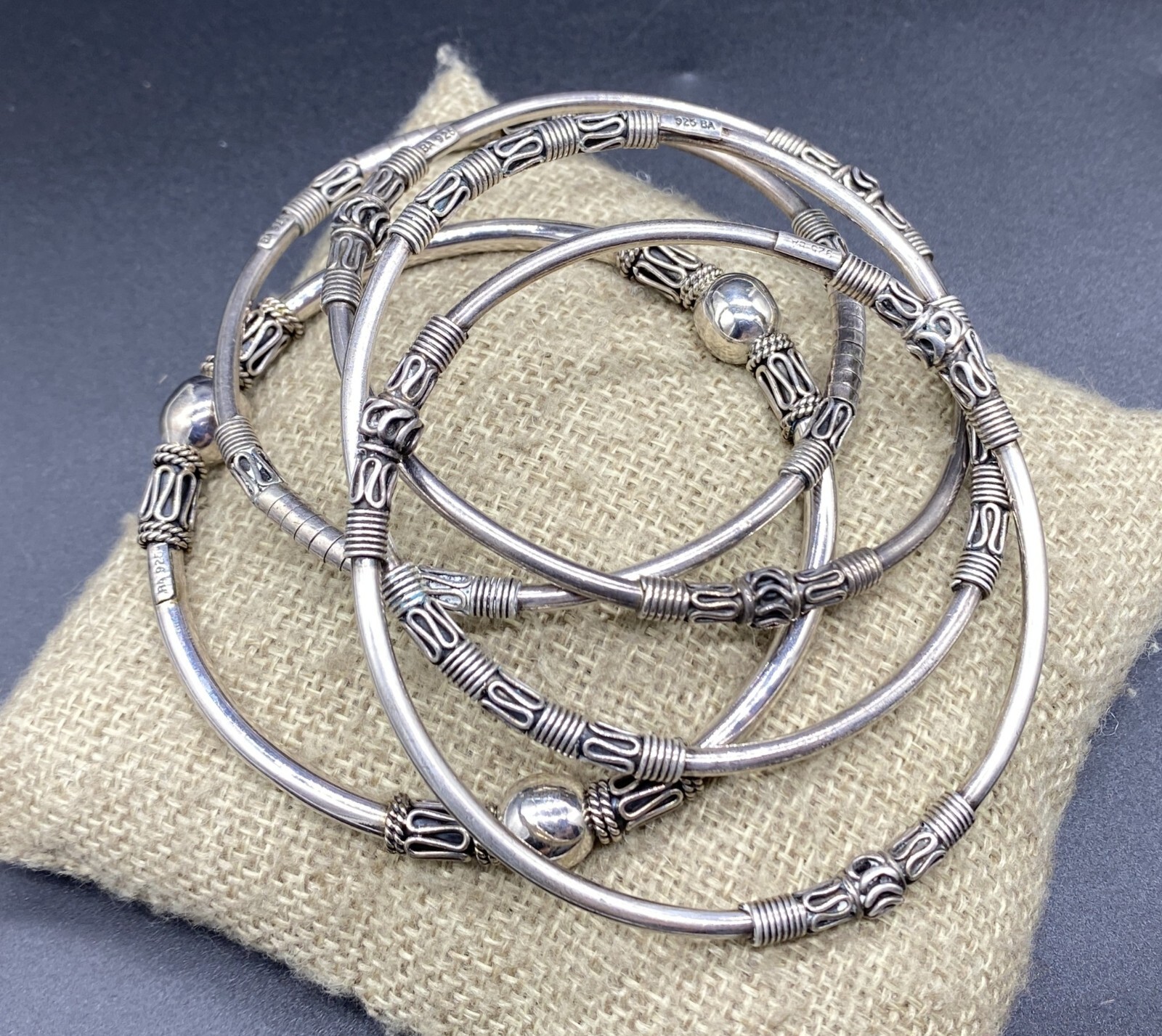 BA BANGLE SET-Sterling Silver Five Different Bali… - image 1