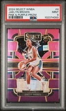 2024 PANINI SELECT WNBA PINK & PURPLE PRIZM JAELYN BROWN #4 WINGS RC 01/99 PSA 9