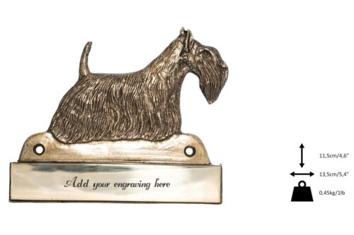 Scottish Terrier - brass tablet "WELCOME"  with engraver, dog image,  Art Dog AU - Zdjęcie 1 z 4