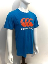 Canterbury of New Zealand T-Shirt SMALL Cyan Blue w/Orange CCC Graphic Logo