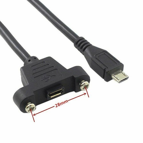 Micro USB 5 Pin Male to Micro Female Panel Mount Extension Adapter Cable 30cm - Picture 3 of 9