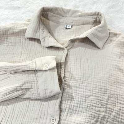 Nordstrom Double Gauze Long Sleeve Shirt Beige Beach Lightweight NWT Size Small