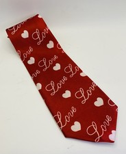 Valentine's Day Tie Red Hearts 100 Polyester 56" long 4" Wide