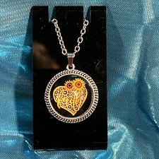 Faith Sunflower Necklace  Earring Set, 24  Chain, Silver Tone