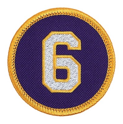 Athletic Number 6 Embroidered Patch Purple/Yellow Gold Iron-On Sew-On Jacket Hat