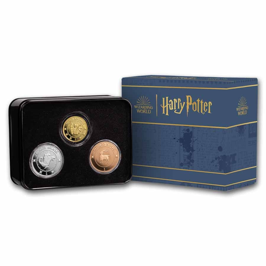 Harry Potter 1 oz Gold, Silver and Copper 3-Coin Proof Set-Pre