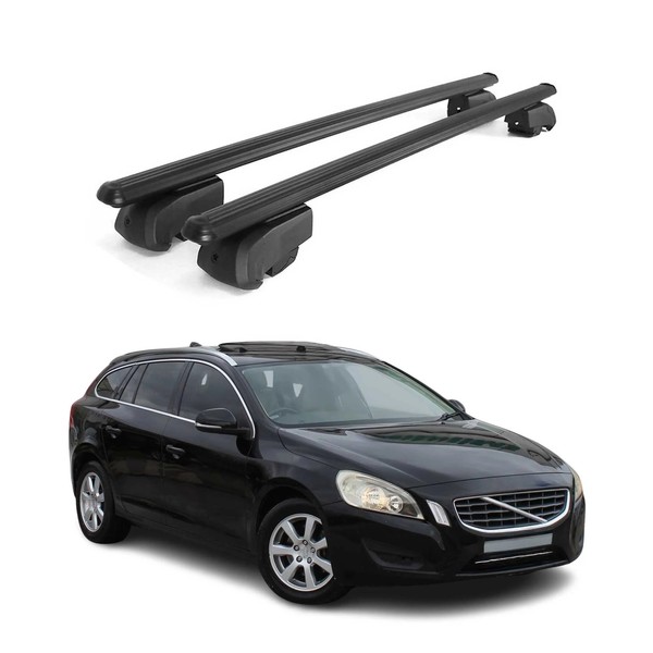 DachträGer GepäCkträGer FüR Volvo V60 2011-2018 GrunträGer ABE Alu Schwarz-image