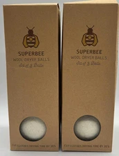 2 Boxes Superbee 100% Organic Wool Dryer Balls ~ 6 Balls TOTAL ~ FAST SHIP ~ NEW