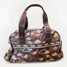 Tokidoki x Lesportsac Stars Brown Duffle 16" Weekender Bag Rainbow Zippers 2000s
