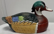Vintage Duck Candy/ Trinket Dish Very Colorful 9’ Inches Long Porcelain?