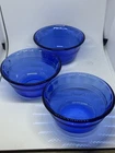 Set of (3) PYREX Cobalt Blue Small Glass Bowls 463 Custard Cup Discontinued Rare