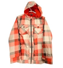 Nike 6.0 Snowboard Jacket Youth Large 14/16 Orange Plaid Hooded Fleece Lined