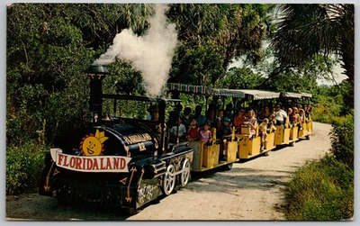 #ad FLORIDALAND FL Tour Train Postcard 1967 Nokomis Sarasota Florida Theme Park $10.97
