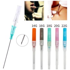 20/40/100Pcs Disposable Sterile 14 22G Body Catheter Piercing Tips for Ear Nose