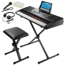 61-Key Electronic Keyboard Portable Piano w/ Light Up Keys Stand and Stool
