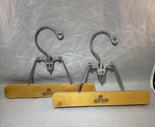 Lot of 2 Harmony House Wooden Hangers Pant Skirt Vintage Retro Wood Clamp Pants