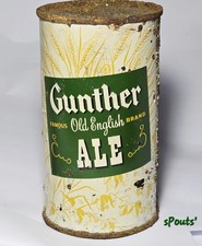 1950's GREEN GUNTHER OLD ENGLISH ALE FLAT TOP BEER CAN BALTIMORE MD MARYLAND TIN