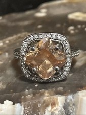 Citrine, CZ, Sterling Silver Fashion Ring Size 8