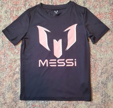 Messi Collection Youth Black Shirt/Pink Messi Logo-Size S 8 -VGC