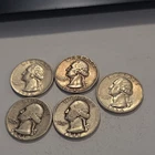 Lot Of 5 Five Washington 90% Silver Quarters