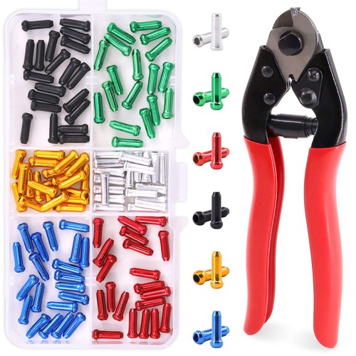 121pcs Bike Cable End Caps Cutter Set, 120pcs 6 Colors End Crimps with ...