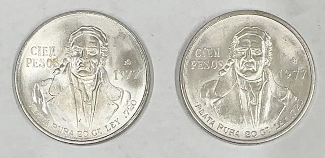 5216.　銀貨　1977年　メキシコ　100ペソ　海外硬貨 楽天市場】100ペソ メキシコ銀貨 - (1977-1979) - 平均発行枚数