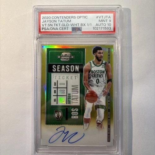 1 of 1 JAYSON TATUM - 2020-21 CONTENDERS OPTIC - SEASON TICKET AUTO GOLD - PSA 9
