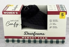 dearfoams slippers womens 5-6 Black New In Box Size S