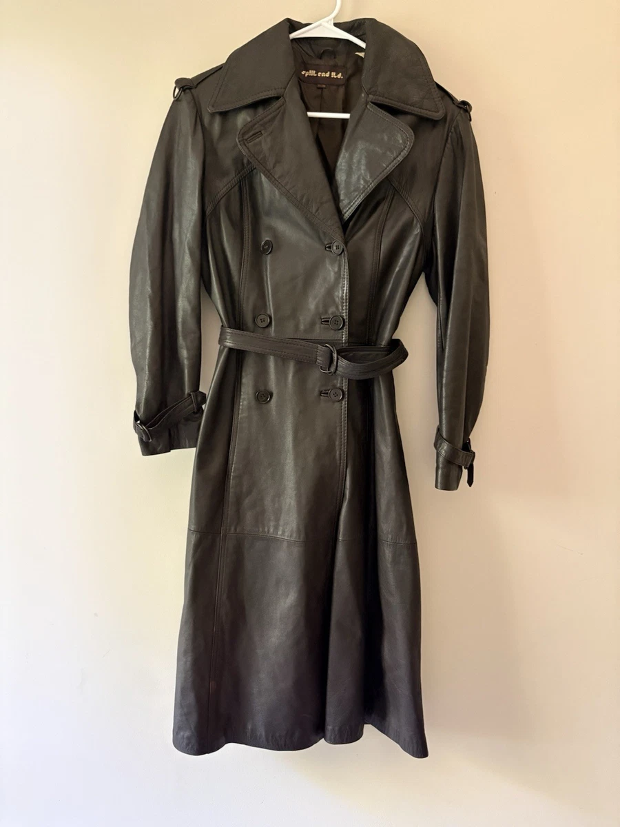 vintage leather trench coat products for sale | eBay