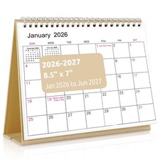 SKYDUE Small Desk Calendar 2026-2027, Jan. 2026 to Jun. 2027, 18 Months Kraft 