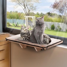 Cat Window Perch 2 Cats Adjustable Cat Hammock W/ Removable Fleece Mat Natural