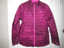 THE NORTH FACE Girl's XL 18 Reversible Jacket Insulated Pink Fleece Burgundy