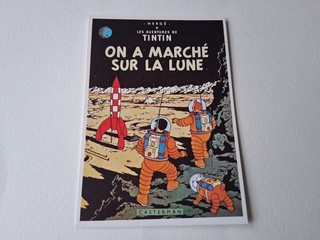 Carte postale les aventures Tintin et Milou On a marché sur la lune Hergé 1981