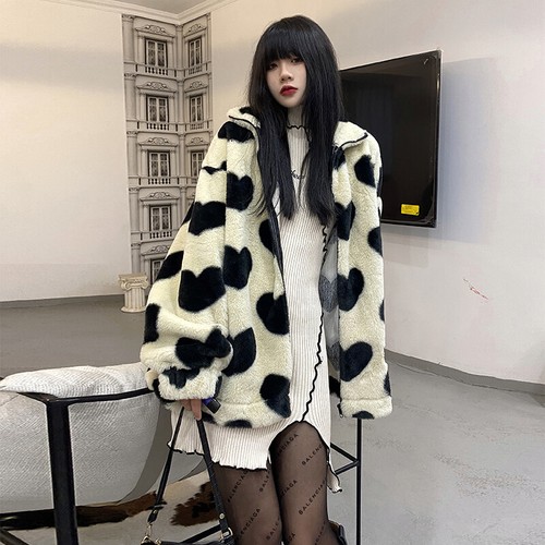 Faux Rabbit Fur Coat Cute 