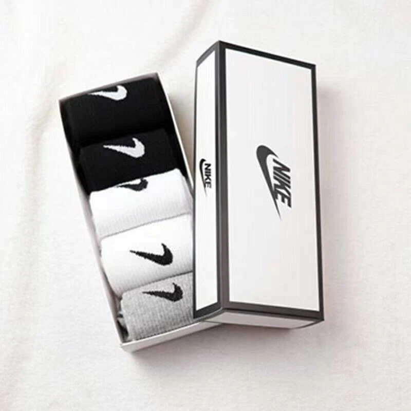 Nike Socks 5 Pairs Mid-Tub Cotton Socks Men/Women Boxed