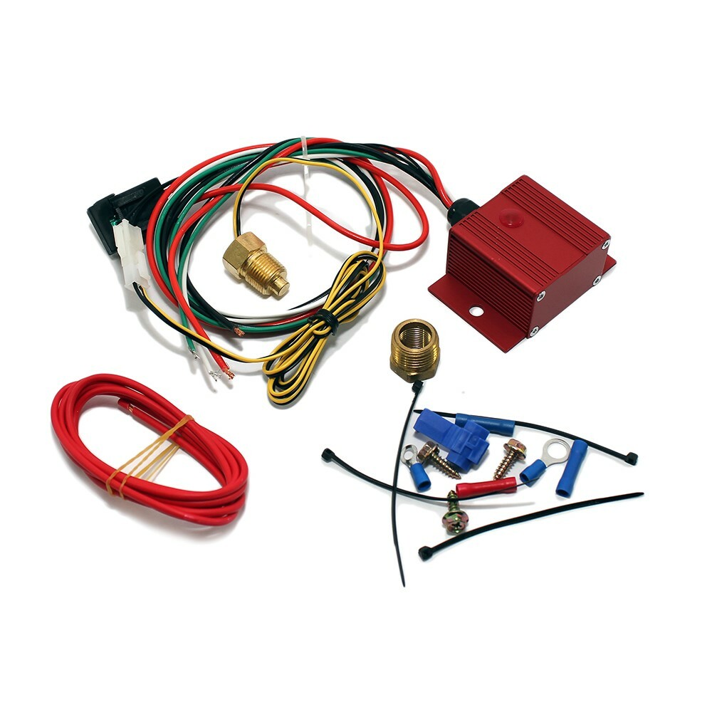 Red Adjustable Electric Cooling Fan Controller Wiring Harness Kit 150