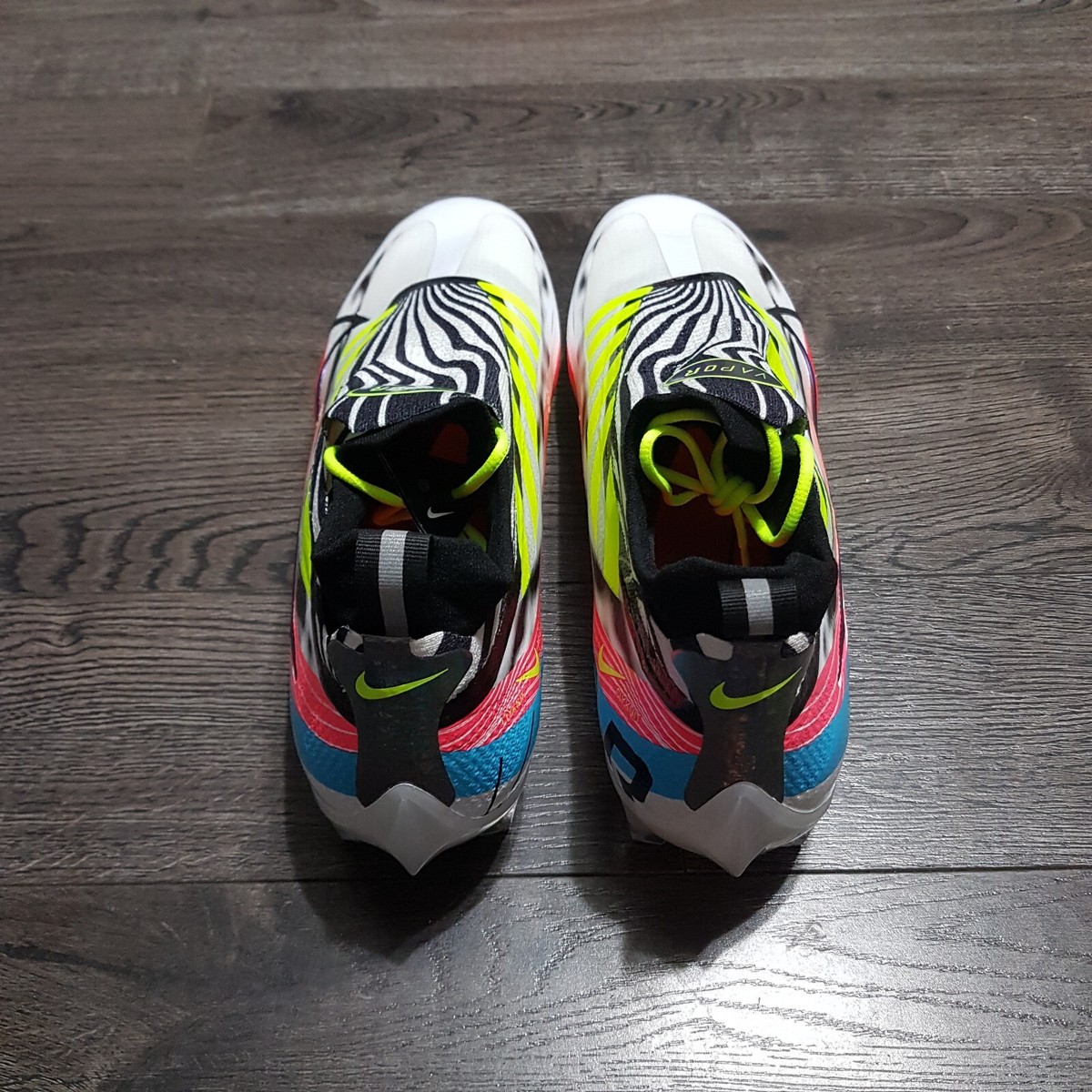 NEW NIKE Vapor Edge Pro 360 Multi Zebra Stripes Mens Size 14 Football Cleats Nike Vapor Edge Pro 360 OBJ White Volt Football Cleats  main image 2