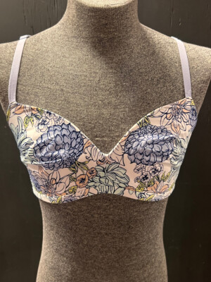 Kindly Yours Women 34D Lavender Floral T-shirt Wireless Racerback Convert Bra