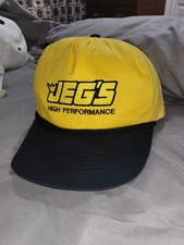 Vtg Jeg’s High Performance Racing Hat Yellow Black Rope Trucker Snapback Cap EUC