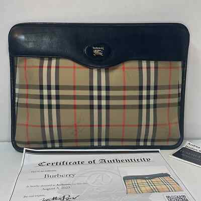 Authentic BURBERRYS vintage nova check leather attaché laptop