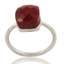 Large Ruby Gemstone Ring 925 Sterling Silver Statement Jewelry