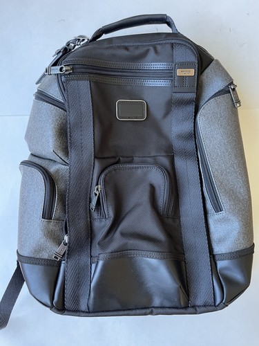 Tumi Alpha Bravo Backpack Black Earl Gray Coated Canvas Leather 2223389DEO | eBay