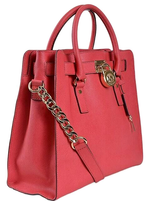 🌞MICHAEL KORS HAMILTON LARGE WATERMELON RED PINK SAFFIANO LEATHER TOTE BAG🌺NWT image 3