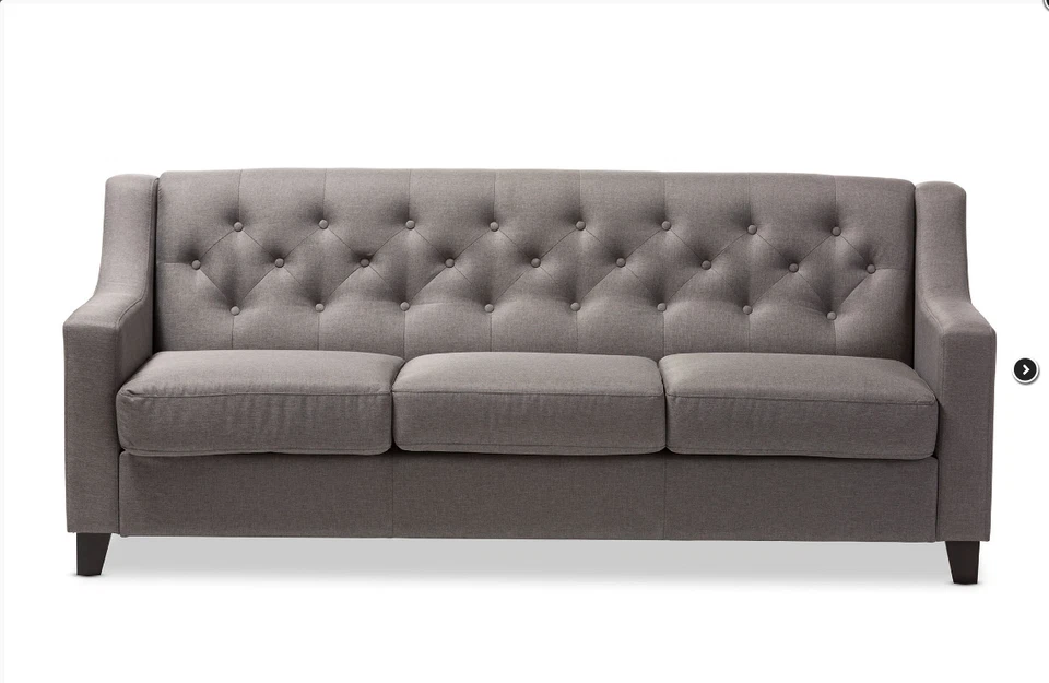 Sofá de 3 plazas tapizado en tela gris Baxton Studio Arcadia Foto 2 de 4