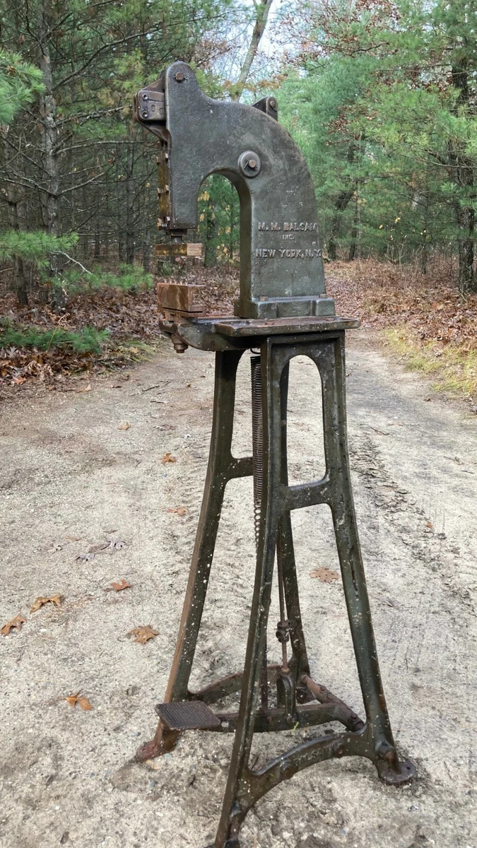 Antique Cast Iron Leather Rivet Press Punch Tool Riveter w Stand Foot Kick  Press